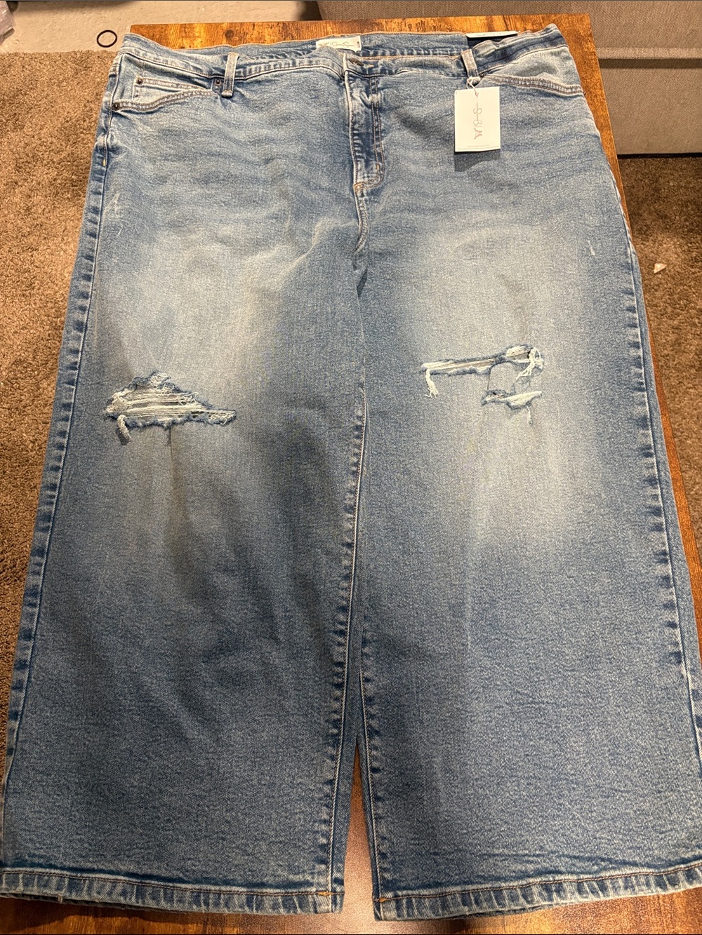 Jessica Simpson Wide Leg Light Blue Distressed Boyfriend Jeans (20W)